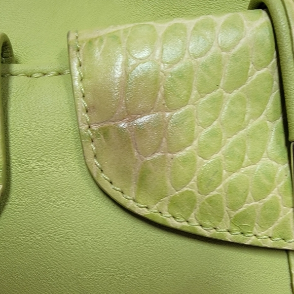Brighton Leather Lime Green Crocodile Pattern Women's Crossbody Bag & Wallet - Picture 7 of 7